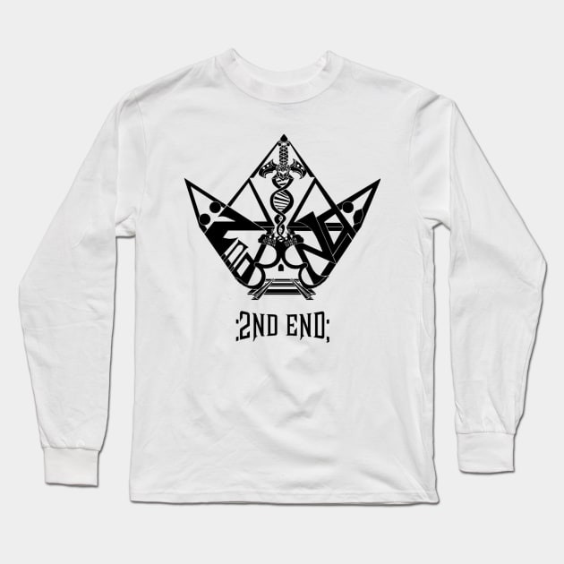 Official :2nd End; Black Crown Logo Long Sleeve T-Shirt by 2ndEnd